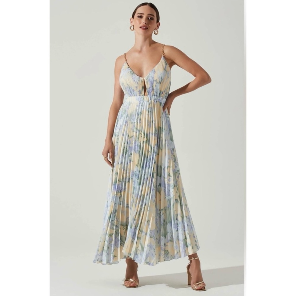 ASTR The Label Loralee Floral Pleated Formal Maxi Dress Sz S